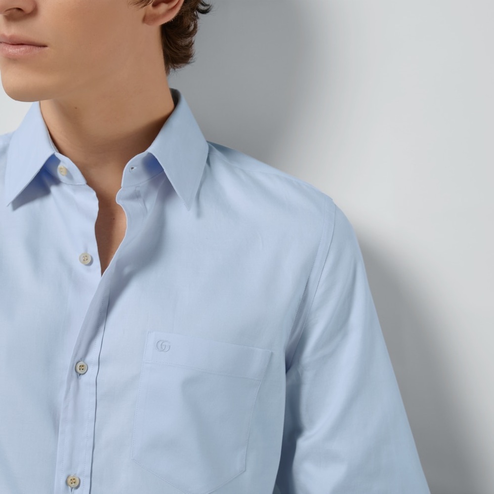 COTTON SHIRT WITH DOUBLE G EMBROIDERY